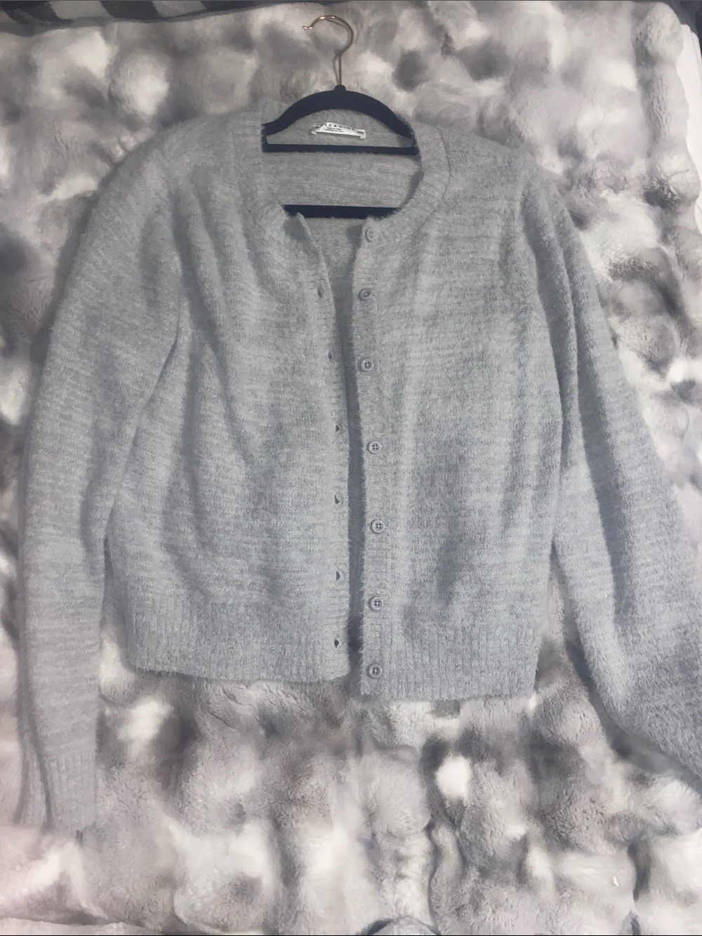 Light Gray Women’s Button-Front Sweater Cardigan